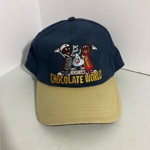 VTG Jhats Hershey's Chocolate World Cap Hat Hershey PA Blue W/ Fades Strapback